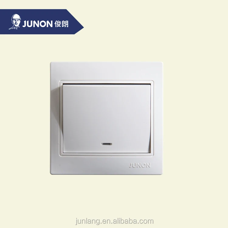 JUNON Meatal and Plastic One Gang One Way Electrical Wall Switch with LED Light