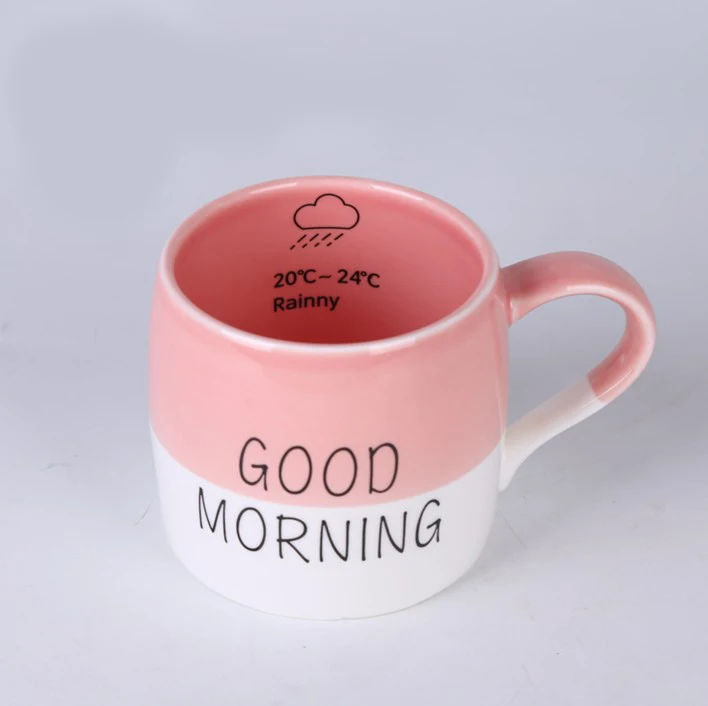 Милая мультяшная розовая керамическая кружка для молока и кофе Good Morning