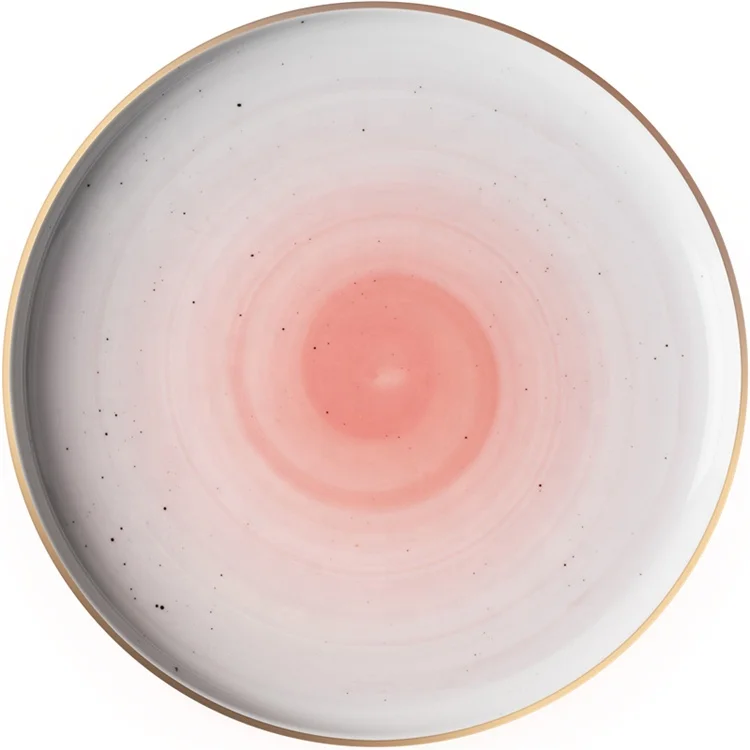 Speckle dinnerware blue spiral gold rim ceramic charger plates for banquet