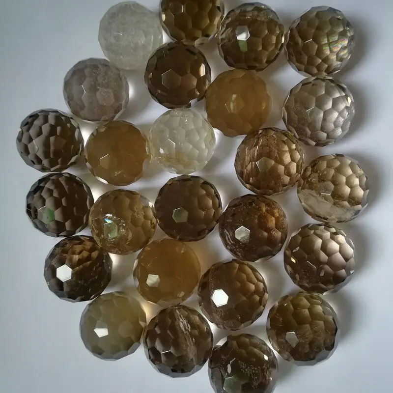 Natural sphere green gold stone faceted ball sandstone