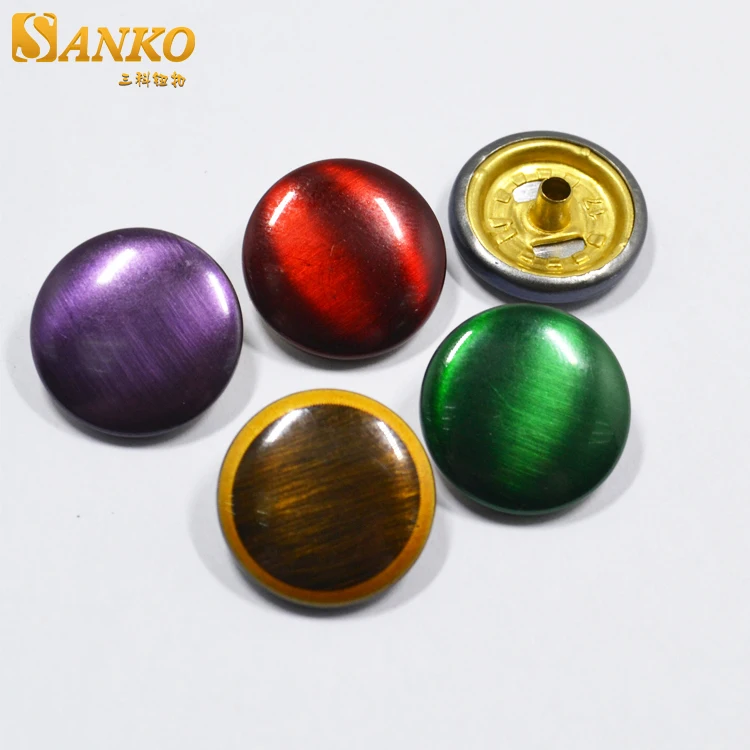 Decorative Snap Button Cover Colored Brushed Custom Metal Buttons Magnetic Round Nickel-free Eco-friendly Dry Cleaning Flatback