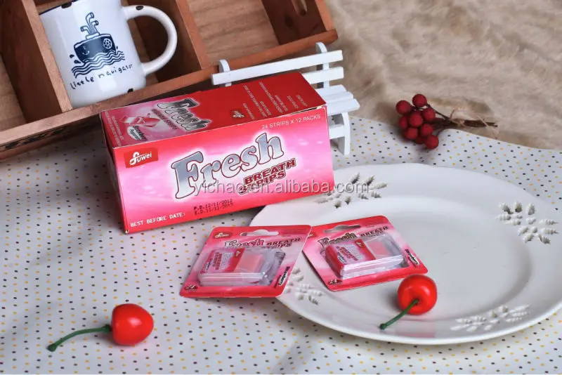 Полоски для свежего дыхания клубники мяты без сахара