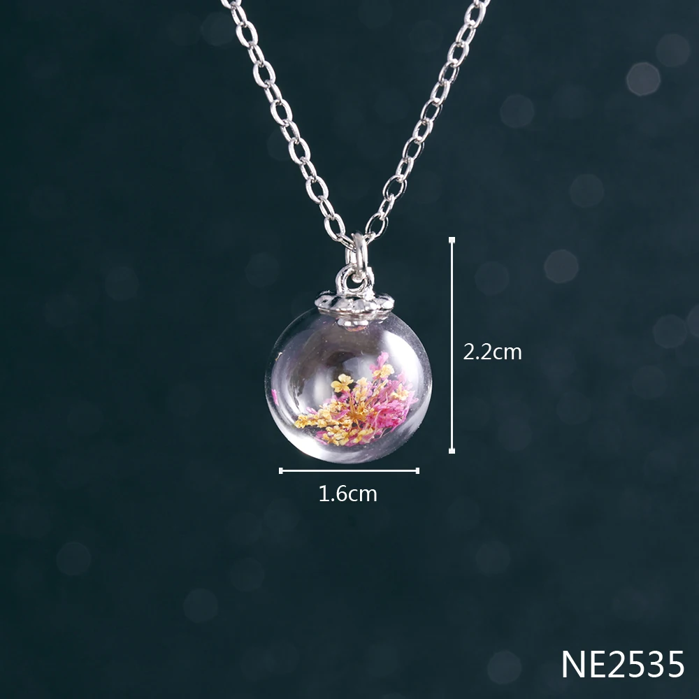 Fashion jewelry wholesale 2.20cm round glass bottle terrarium pendant