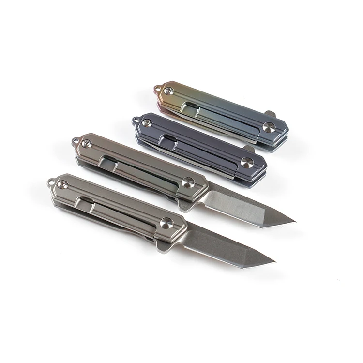 
New arrival high quality titanium handle mini folding pocket knife EDC knife with tanto blade 