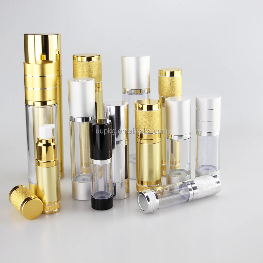 Good quality Luxury aluminum airless bottle with twist cap with brightning shoulder