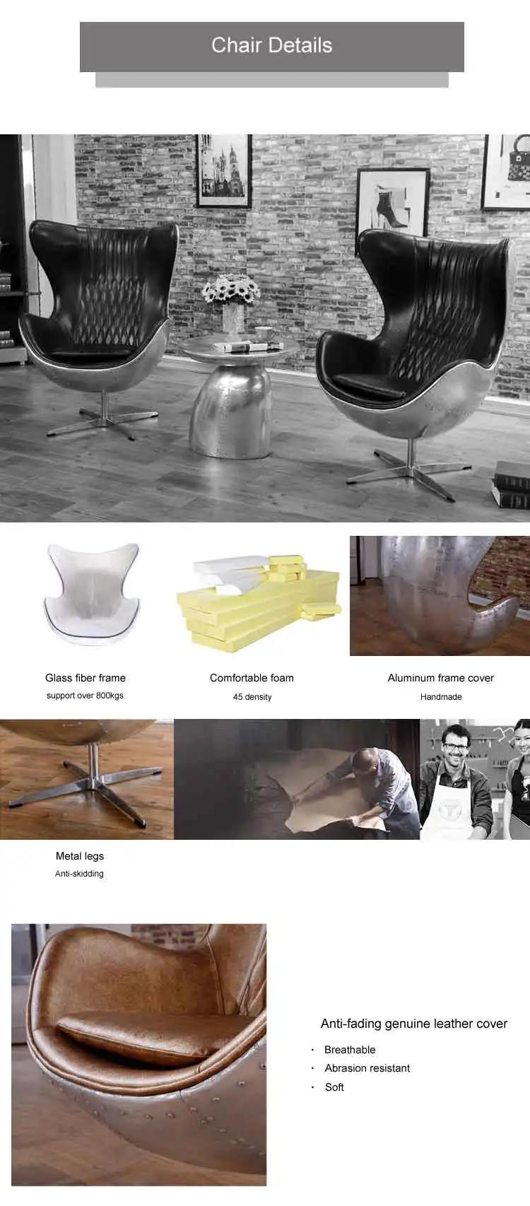 High grade design living room furniture high back leisure chair vintage hotel egg chair