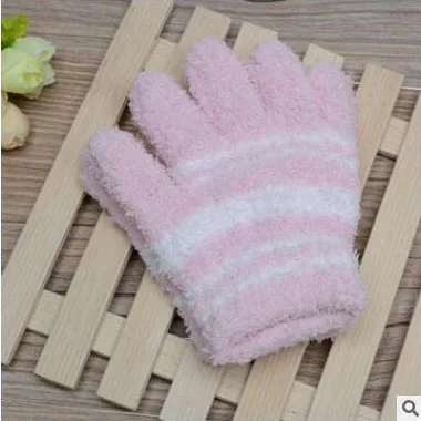
2018 spring winter children microfiber gloves Korea knit stripe warm gloves for kids 