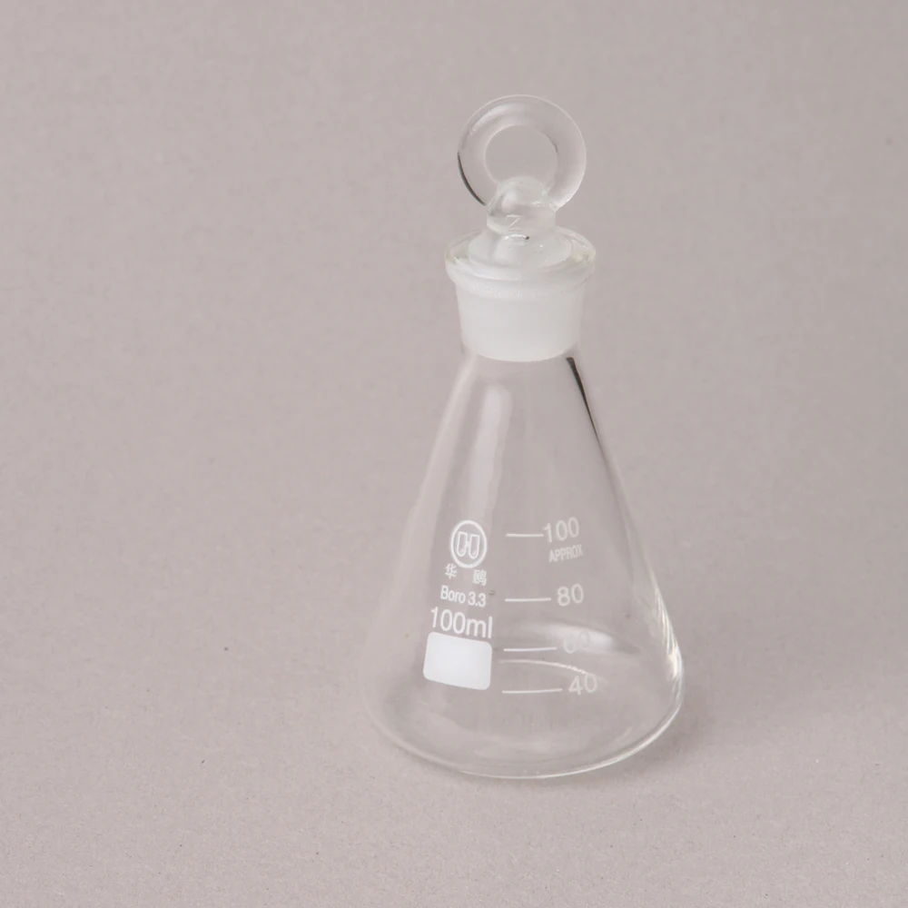 Лабораторная посуда HUAOU, горячая Распродажа, наземная пробка, коническая колба 100 мл