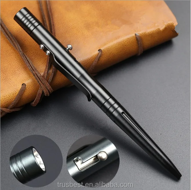 High Grade Self Defense Tactical Pen With Led Light Bolt Switch For Outdoor Self-Defense Emergency Use