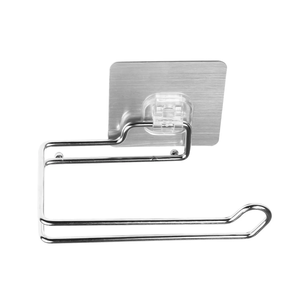 Wholesale Bathroom Stainless Steel Toilet Paper Holder Wall Mounted Self-Adhesive Magic Sticker Waterproof Tissue Holder
