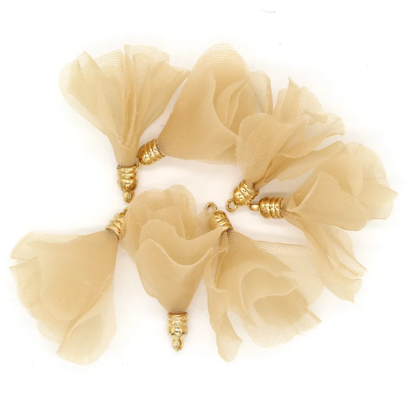 Декоративные золотые металлические подвесные серьги с кисточками