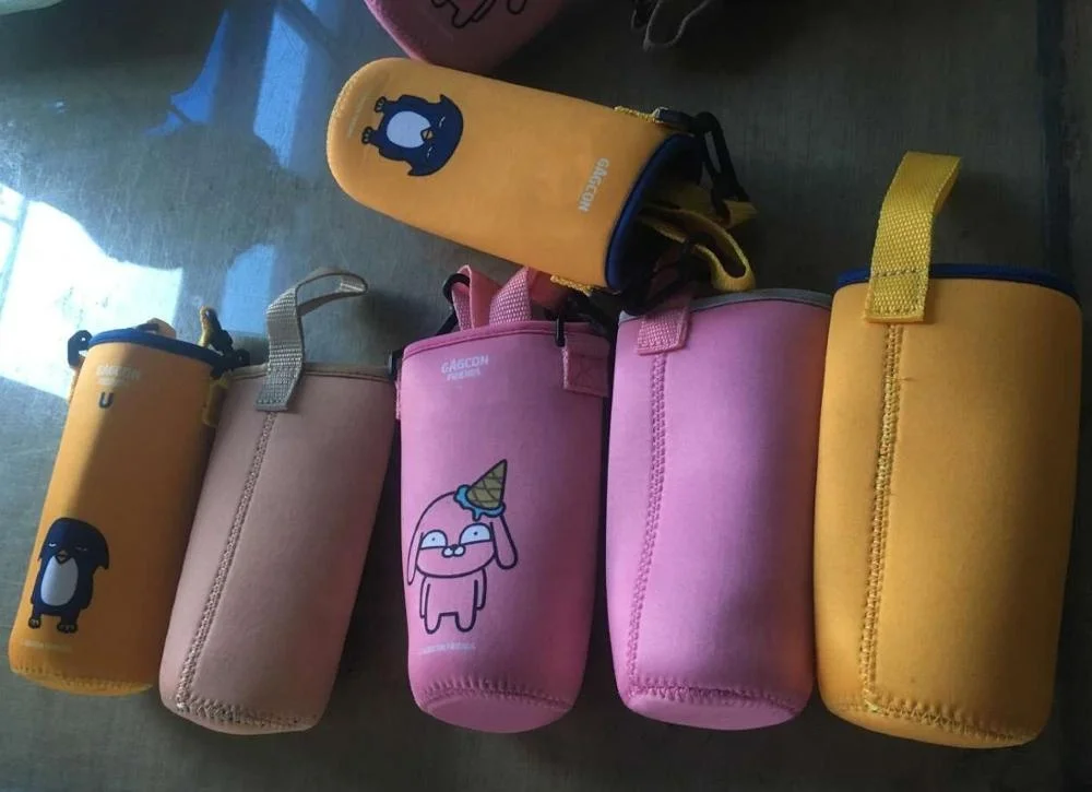 Cheap Bottle Cooler Custom Logo Printed Neoprene Can Cooler With Lanyard Can Coozies