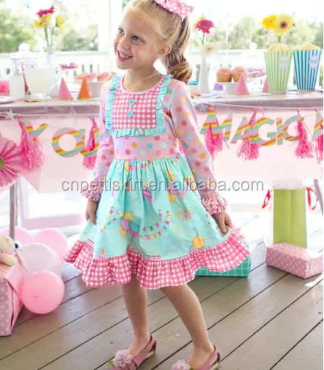 pretty gift printing party dress wholesale princess dress most popular boutique girl clothes