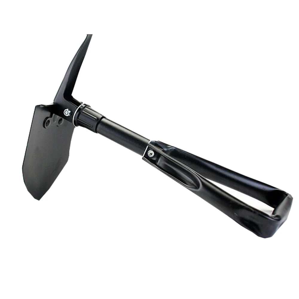 Out door portable car emergency shovel with storage pouch multifunction foldable camping shovel with pick