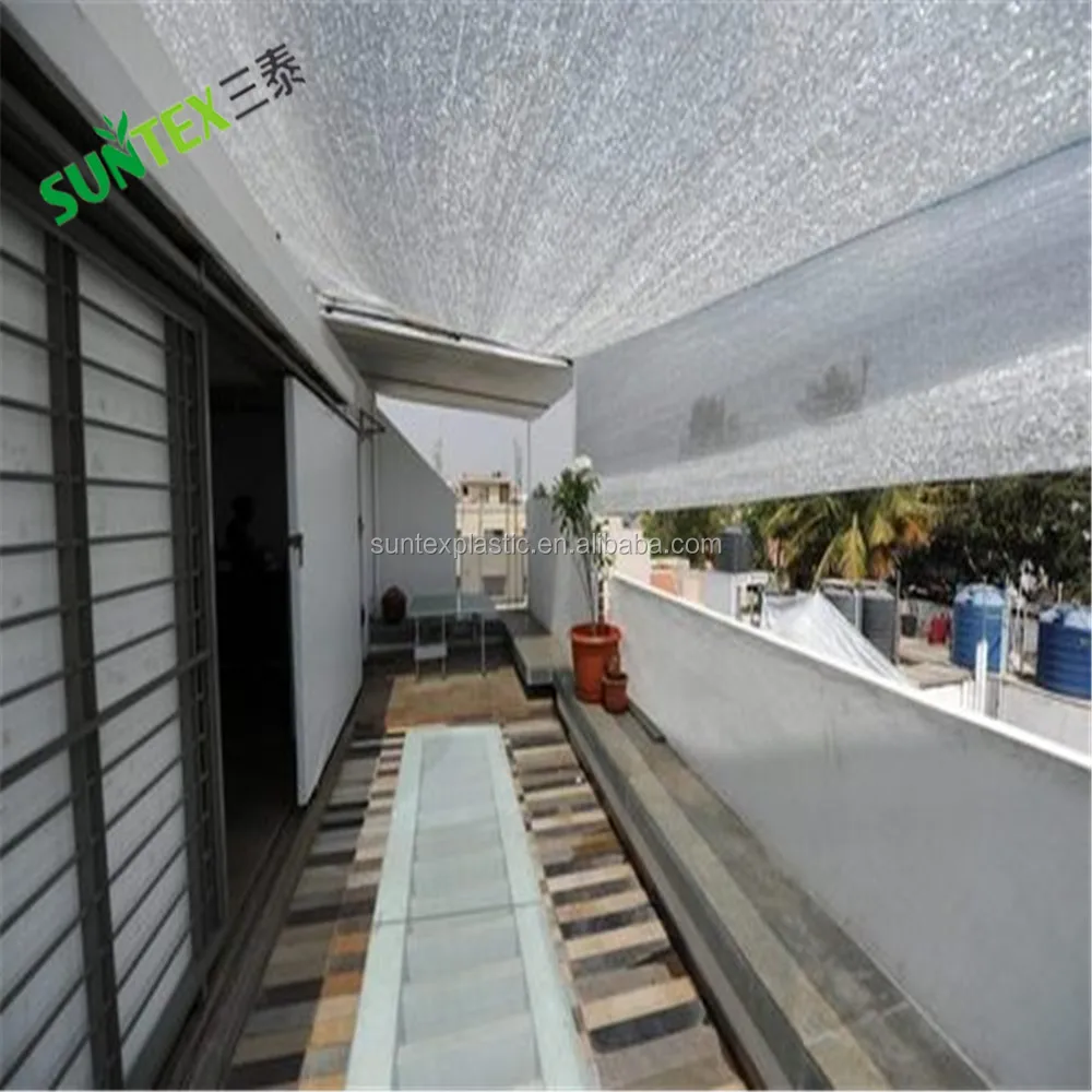 85% shading knitted silver aluminum foil sun shade mesh netting with grommets for pet kennel shade covering