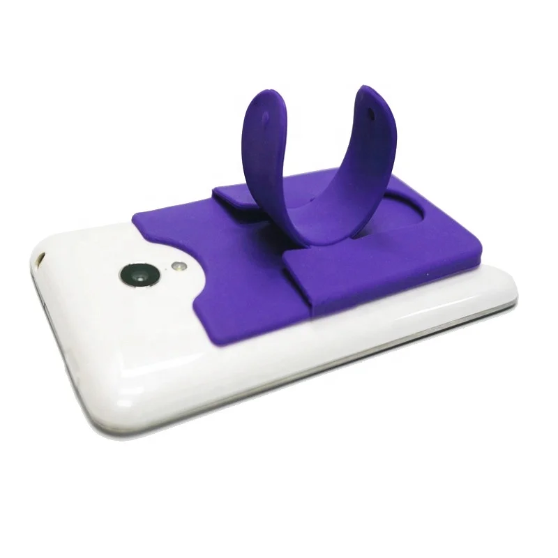 Custom Printed Logo Sticker Silicone Mobile Phone Card Holder Wallet Eco-Friendly Adhesive Cell Phone Stand