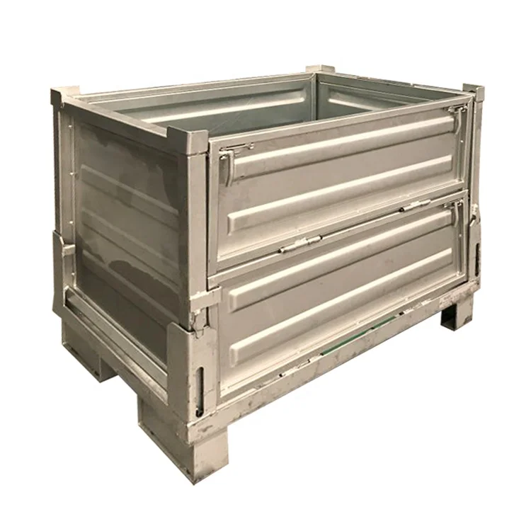
GTY Folding Bins stackable pallet steel container 