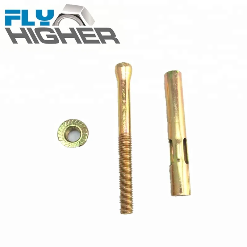 M8 sleeve anchor hex flange nut yellow zinc plated