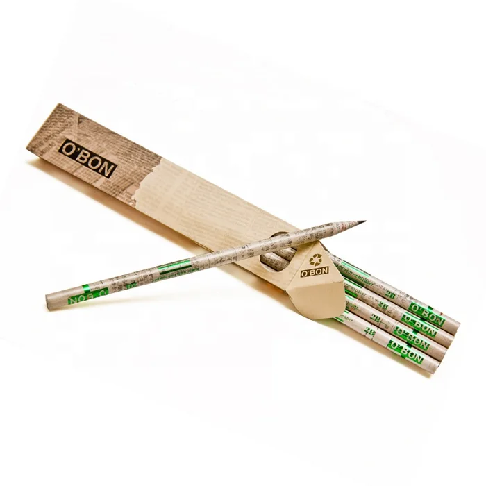 Индивидуальные газеты и карандаши из переработанной бумаги, деревянные Бесплатные карандаши