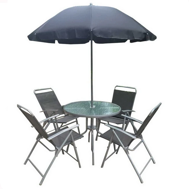 Уличная мебель, 4 шт., Набор садовых столов и стульев с зонтиком, обеденный набор для патио