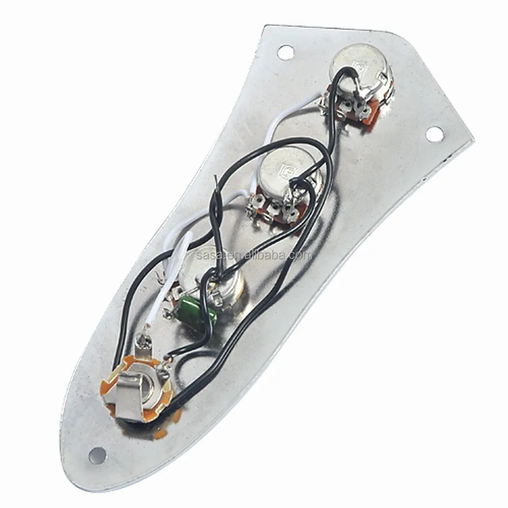 1pc 3 Bands Chrome Plated Wired Control Plate Assembly Preamp for Jazz Bass Guitar,2V1T1J