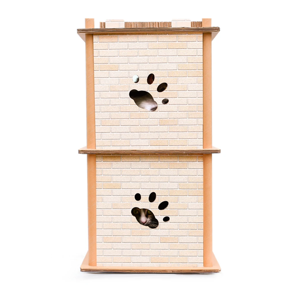 
DEKU Cat Scratch Lounge Cardboard Cat Scratchers 2 Layers House corrugated cardboard Cat House with Scratching Boards 