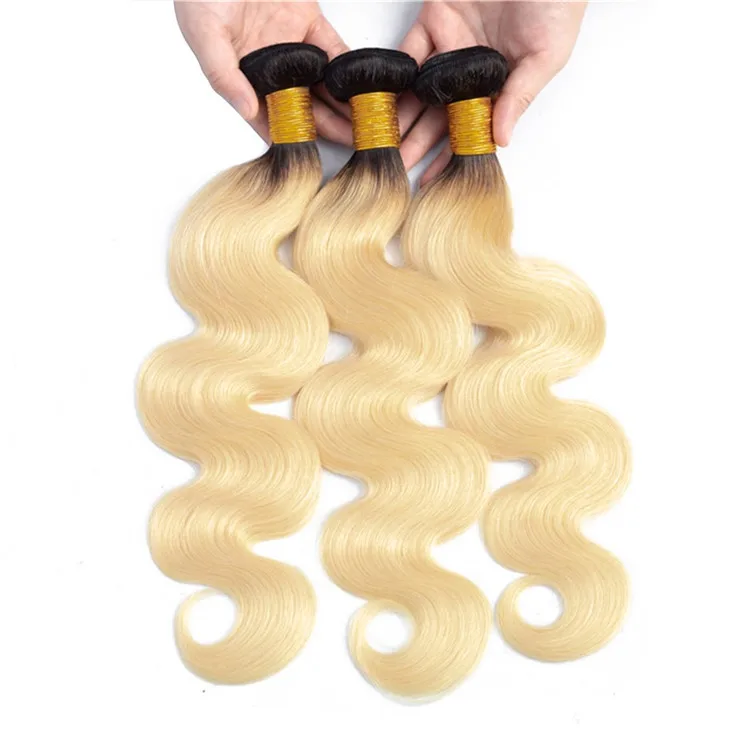
1 Kilogram 10 bundle/pcs 100 percent Brazilian virgin remy human hair 1b/613 blonde ombre 10