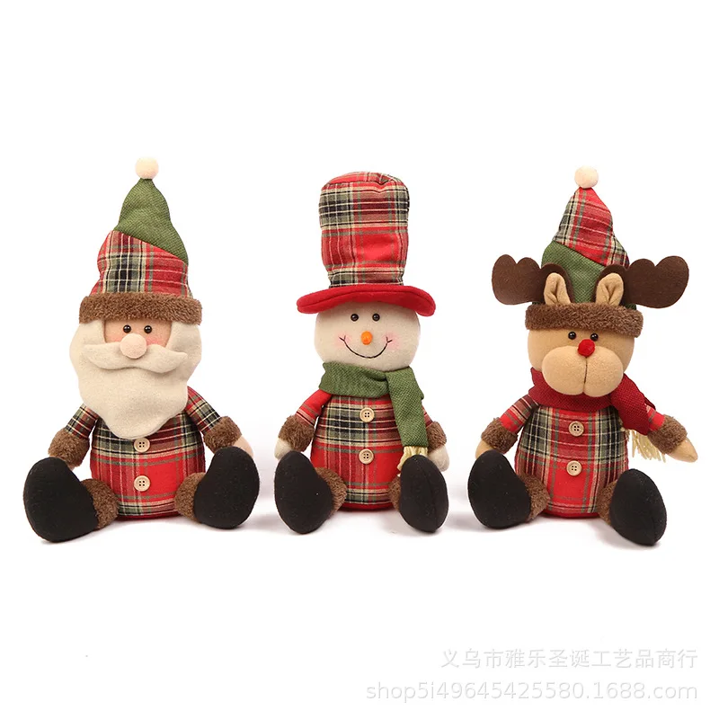 New Sitting Santa Snowman Deer Shaped Doll  Fabric Doll Cloth Christmas Gift Doll  Table Ornament Xmas gift for children