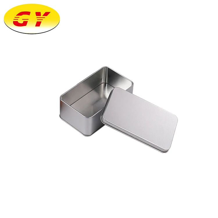 Customized personalized silver metal tin can square container box