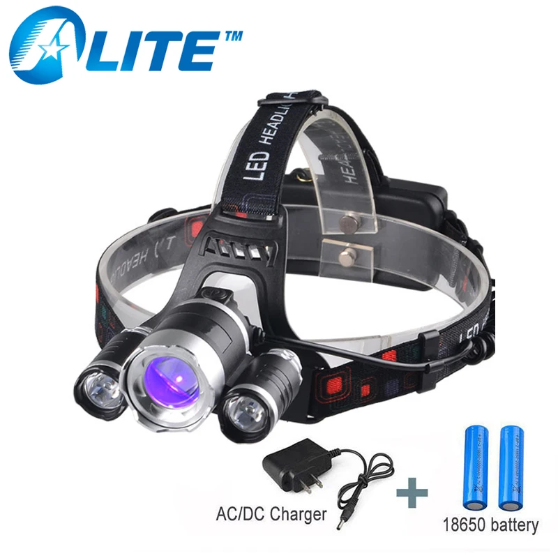 multi-functional uv and white head lamp amber detector led 395nm ultraviolet zoom headlamp