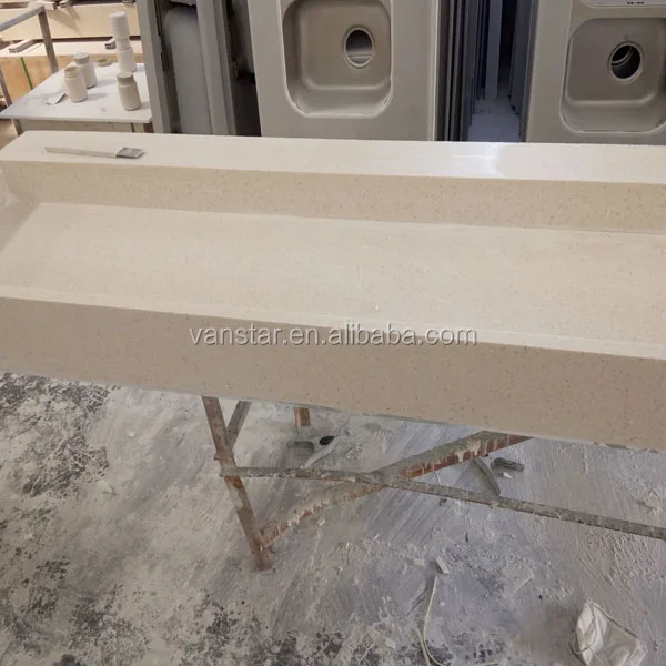 Modern Design Glacier White Quartz Countertop Vanity Top Cut-to-Size 3D Model Design for Hotels and Modern Projects