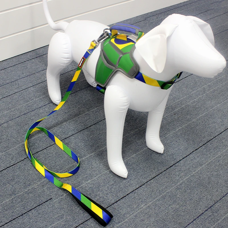 Flag of Brazil reflective pet dog harness wholesale