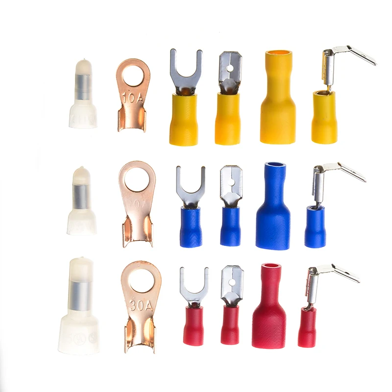 528 pcs wire electrical spade terminal crimping insulated cold pressed and non insulated ring connector with shrink tube