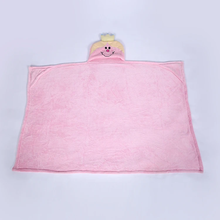 
Cute design collapsible coral fleece hooded children baby swaddle blanket 