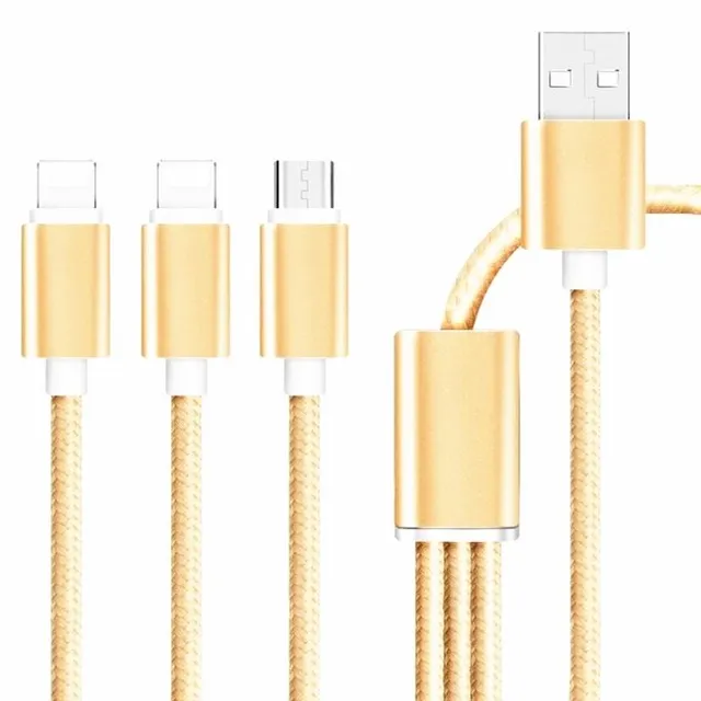 Супер качественный нейлоновый плетеный 3 в 1 usb кабель для зарядки