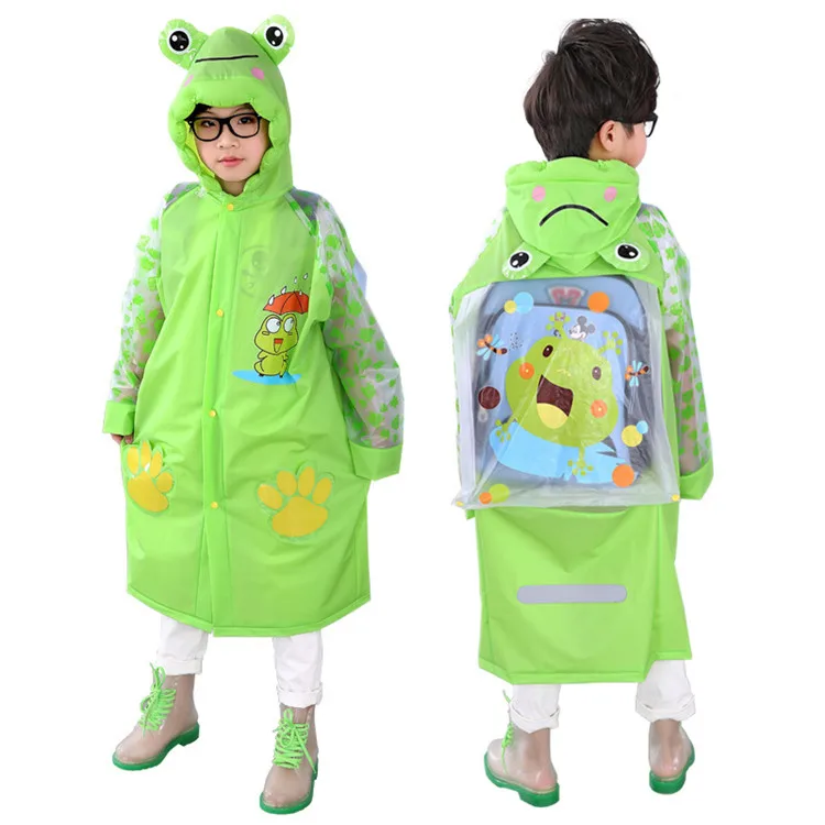 Hot selling cartoon eco-friendly outdoor walking safety rain coat raincoat children raincoat with a school bag