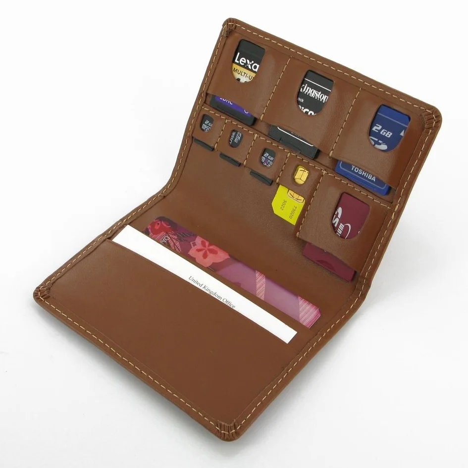 PU leather micro sd memory card holder