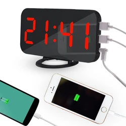 Amazon Hot Selling 2018 Digital LED Mirror Alarm Clock with USB Charger
