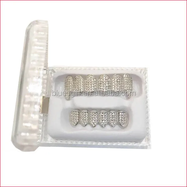 Blues White Gold Vampire Dracula Fangs Top Bottom JOKER GRILLZ Teeth Grills for women men halloween gift