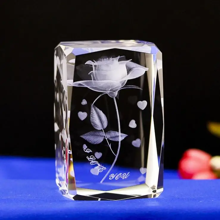 Best Selling 3d laser etched glass cube 3d crystal cubes Engraved Crystal Cube For Valentines Business Gifts