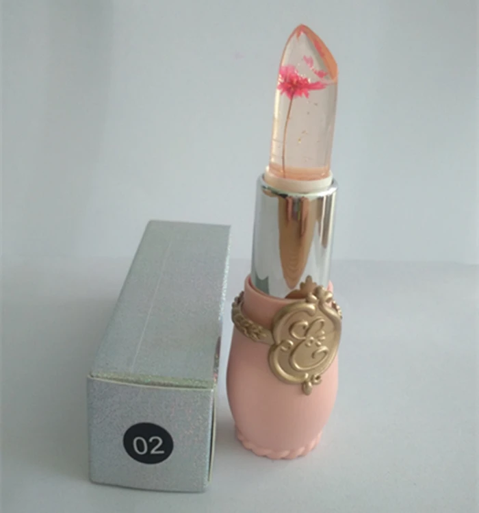 
2018 Make your own temperature change colour clear magic lipstick with flower change color 