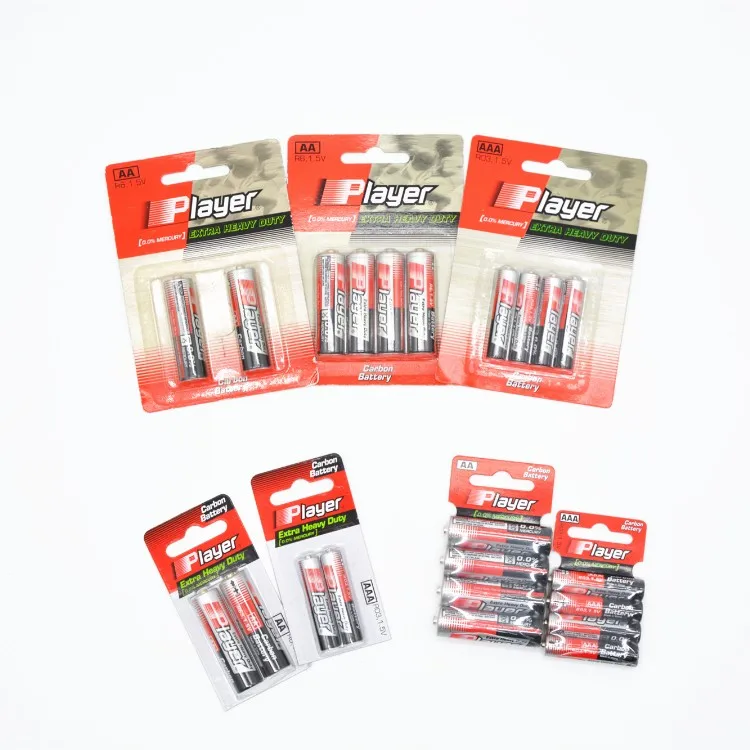 Zinc Carbon AAA R03 UM-4 Dry Batteries for Clock 4 Pcs/Insert Card R Player