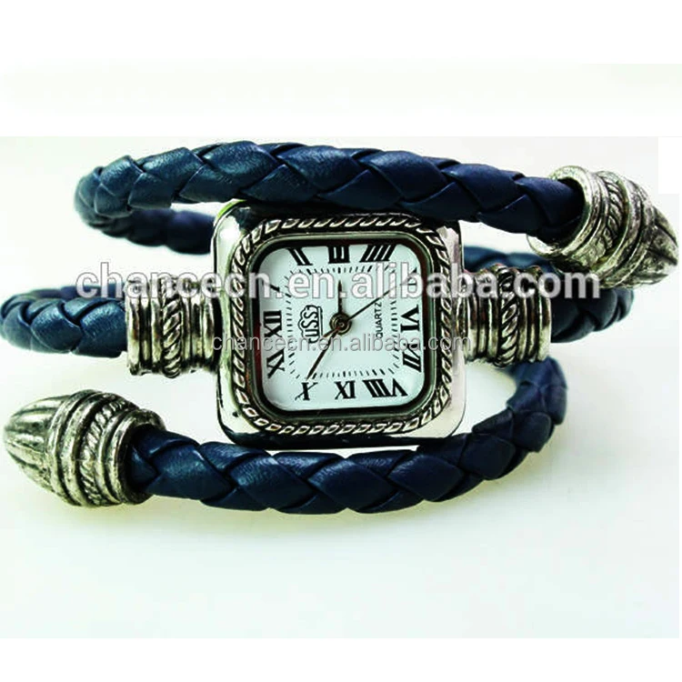 Модные кожаные ремешок наручные часы браслет для женщин