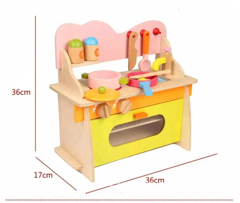 Wholesale Chinese cheaper wooden children pretend play girl cooking game kitchen set for kids WKT003