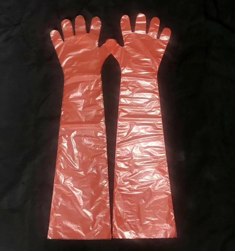 PE Disposable long sleeve glove one time use Plastic VET Long Glove