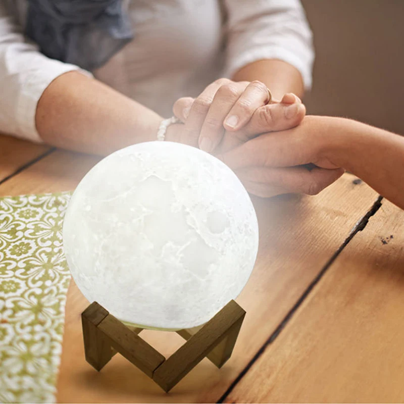 Creative 3D printing moon light USB charging moon light patting touch LED bedside table lamp  night light
