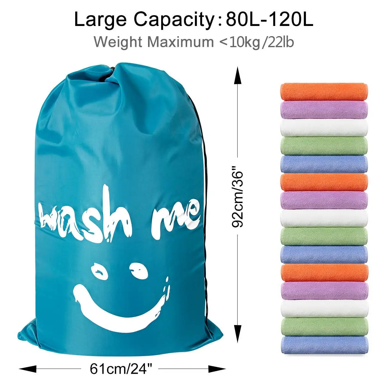 Travel Laundry Bag Nylon Heavy Duty Dirty Clothes Bag with Drawstring, Machine Washable  bag