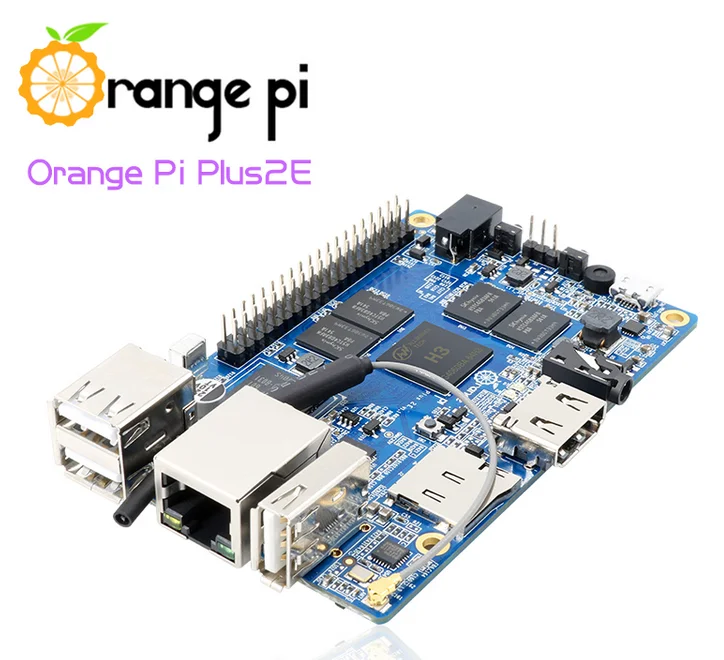 Хит продаж Orange Pi Plus 2E H3 четырехъядерный 1,6 ГГц 2 Гб ОЗУ 4K с открытым исходным кодом плата для разработки beyond raspberry pi 2