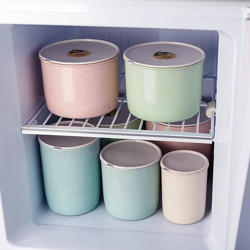 M round shape food canister storage container with lid