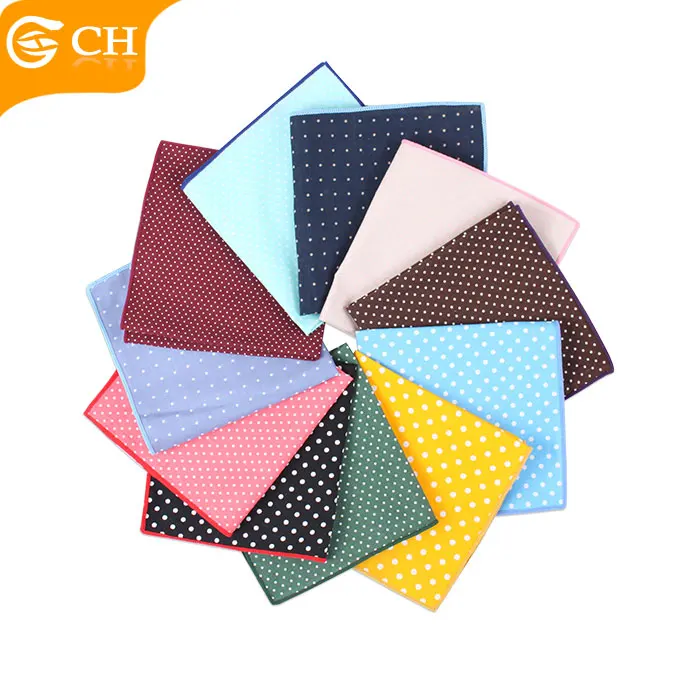 Chunhe Factory Cotton Handkerchief Custom 100% Cotton Colorful Polka Dots Hanky Customized Personal Design Pocket Square For Men
